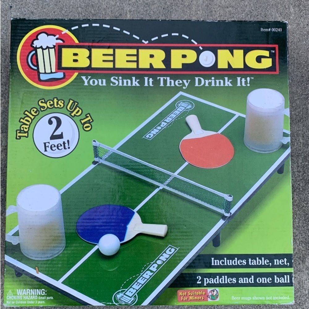 Party Hard Beer Pong Adult Drinking Game Table Top Set *Please Drink Responsibly